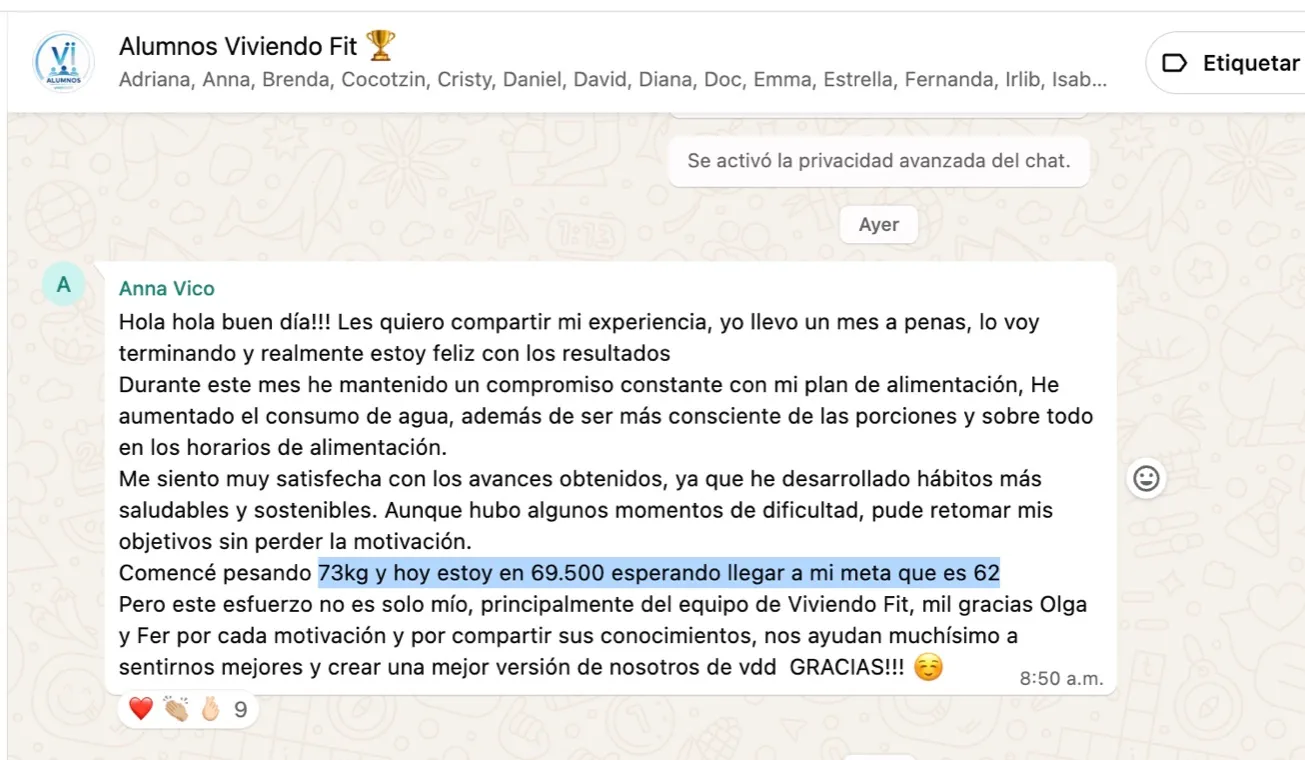 Testimonio de alumna de Viviendo Fit