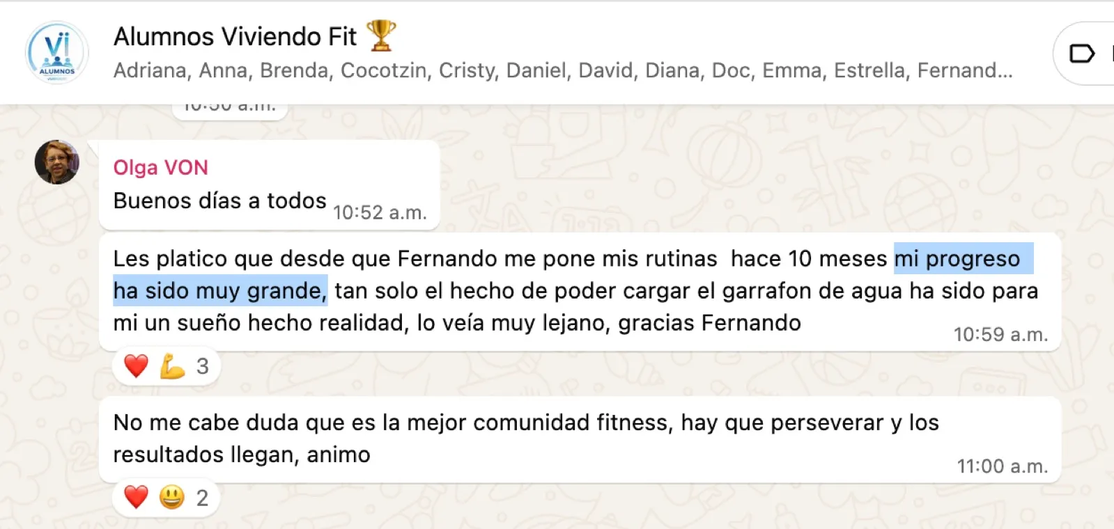 Testimonio de alumna de Viviendo Fit