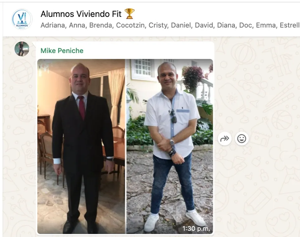 Antes y después de alumno de Viviendo Fit